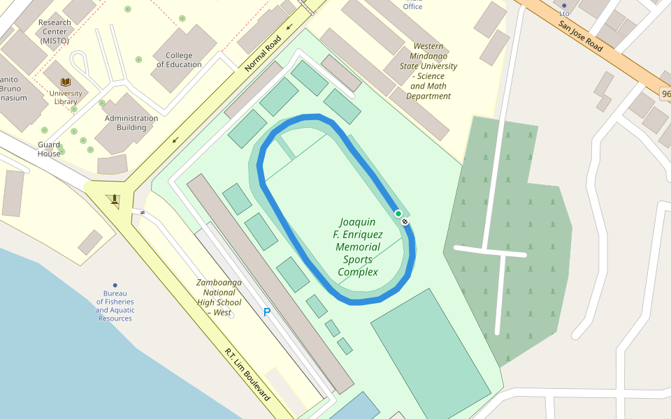 Joaquin F. Enriquez Memorial Sports Complex walking route map in Zamboanga