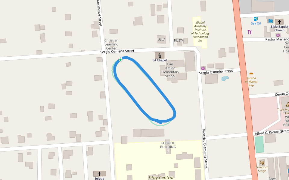 Luis Amigo Elementary School walking route map in Malangas