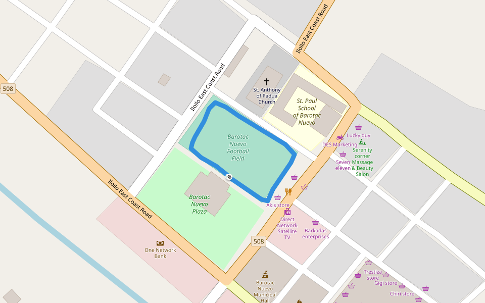 Barotac Nuevo Football Field walking route map in Barotac Nuevo