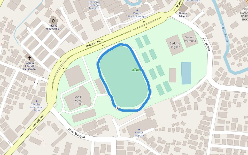 KONI walking route map in Manado