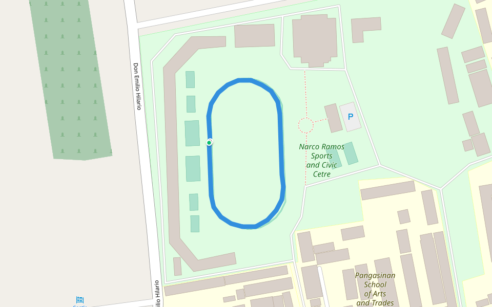 Pangasinan School of Arts and Trades walking route map in Lingayen
