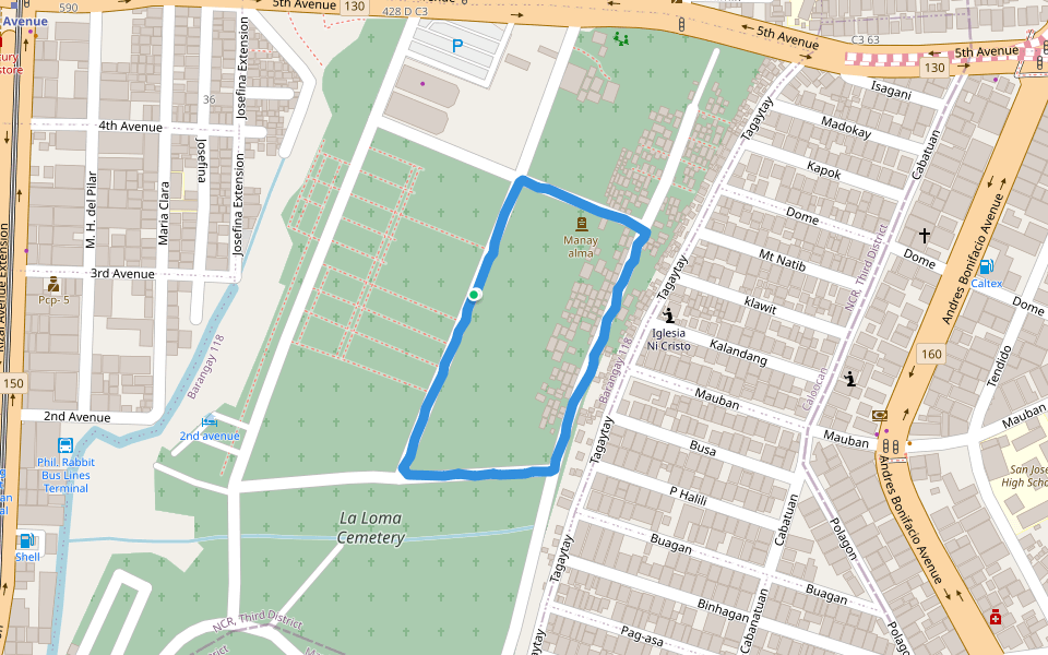 Manay alma walking route map in Caloocan