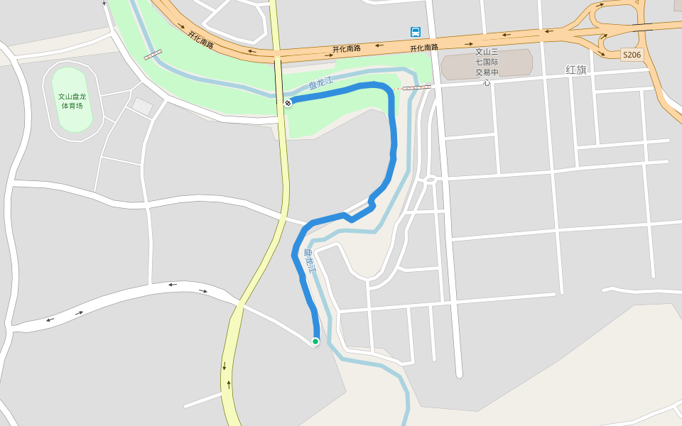 文山市盘龙江畔 walking route map in Wen Shan Zhuang Zu Miao Zu Zi Zhi Zhou