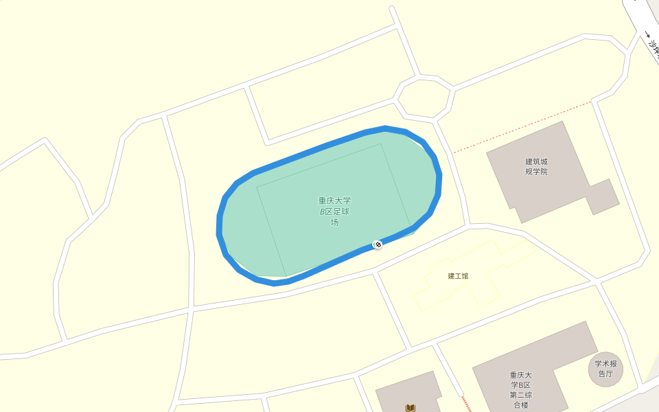 重庆大学B区足球场 walking route map in Chongqing