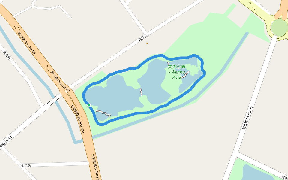 文湖公园 - Wenhu Park walking route map in Jing Zhou Shi