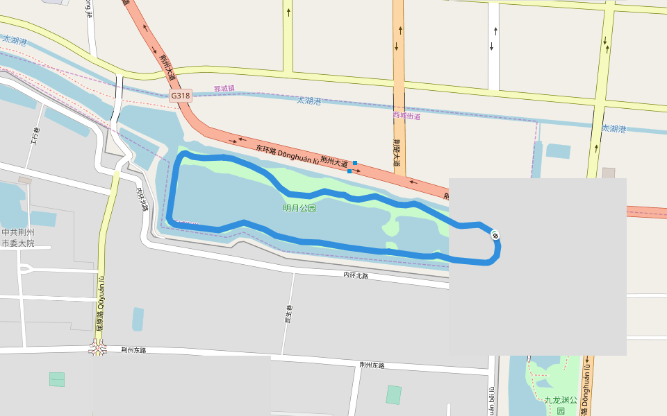 明月公园 walking route map in Jing Zhou Shi
