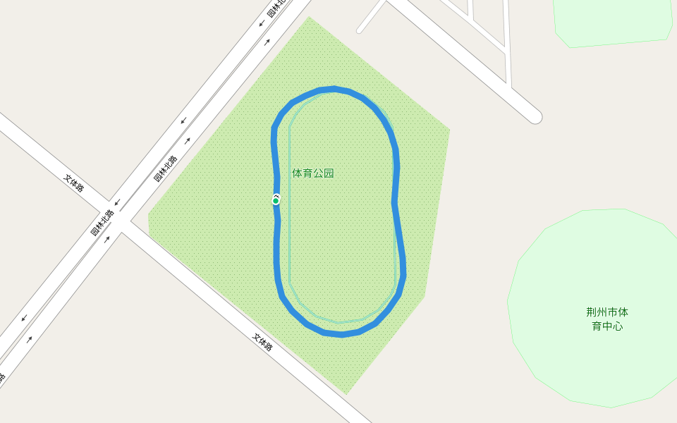 体育公园 walking route map in Jing Zhou Shi