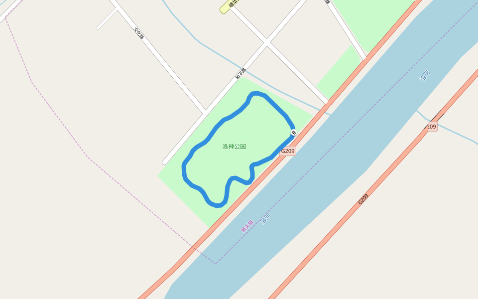 洛神公园 walking route map in Sanmenxia