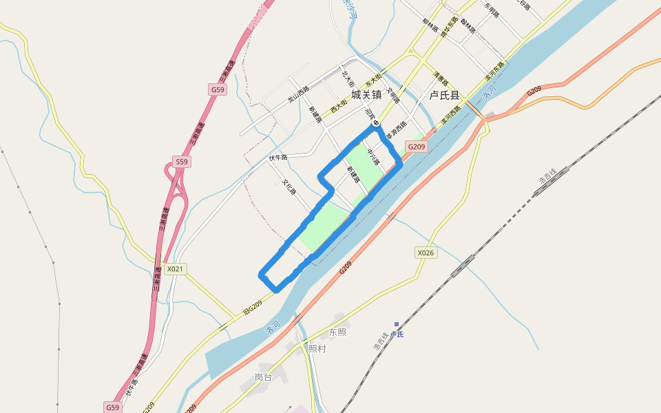 洛河 walking route map in Sanmenxia