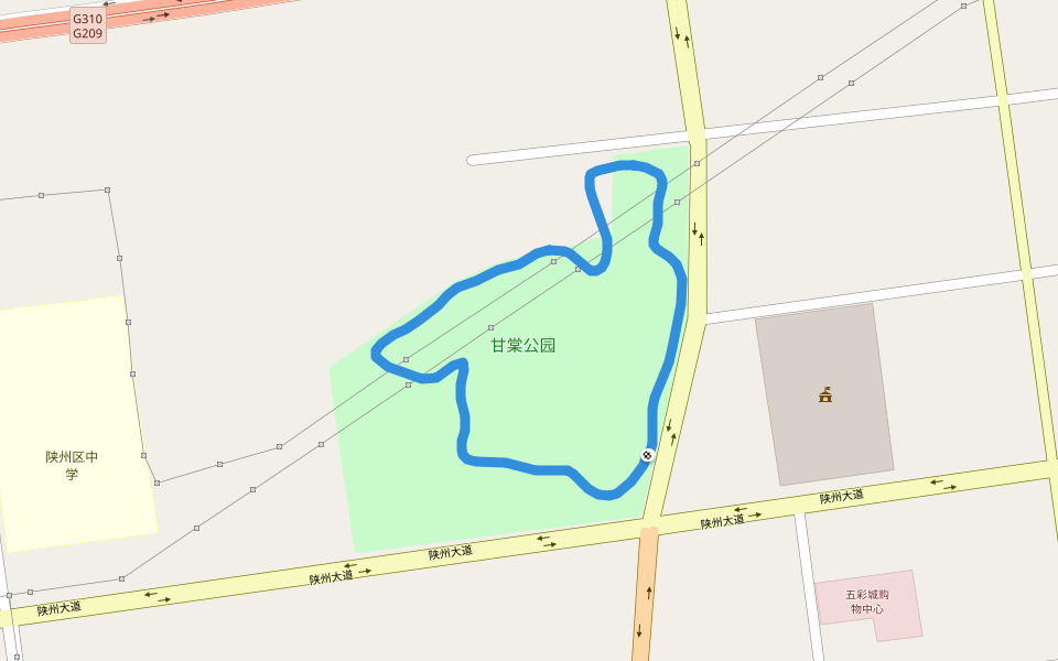 甘棠公园 walking route map in San Men Xia Shi