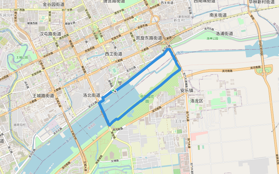 牡丹桥到洛阳桥 walking route map in Luo Yang Shi