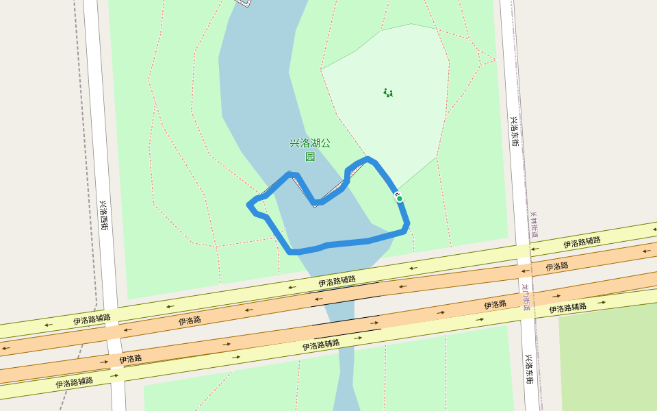 兴洛湖公园 walking route map in Luo Yang Shi