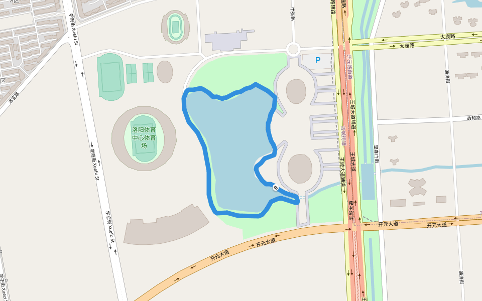 湖 walking route map in Luo Yang Shi