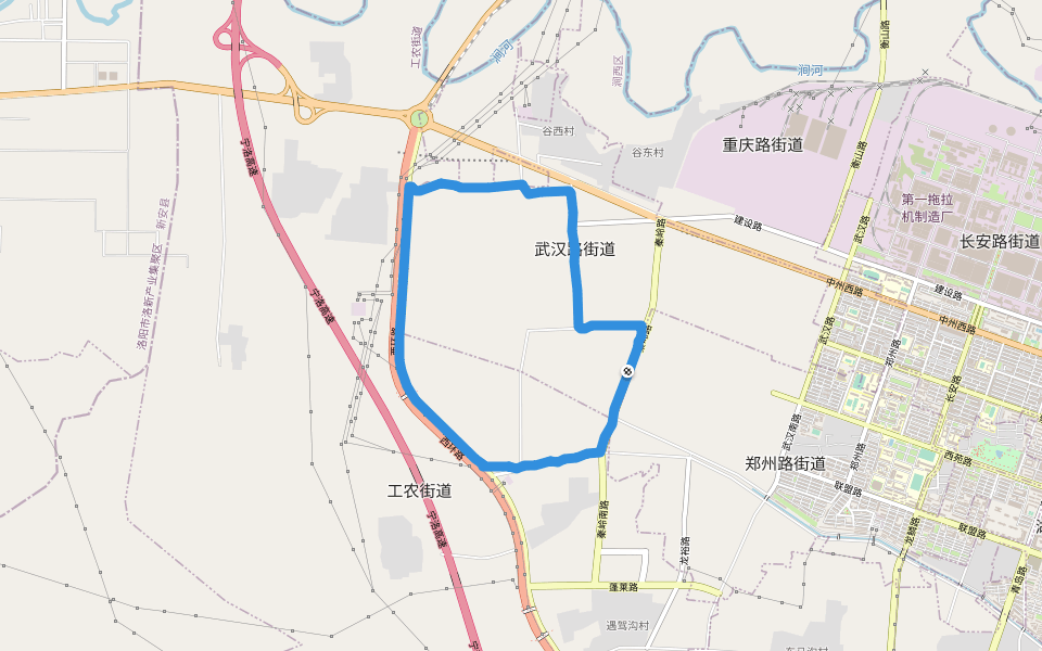 武汉路街道 walking route map in Luo Yang Shi