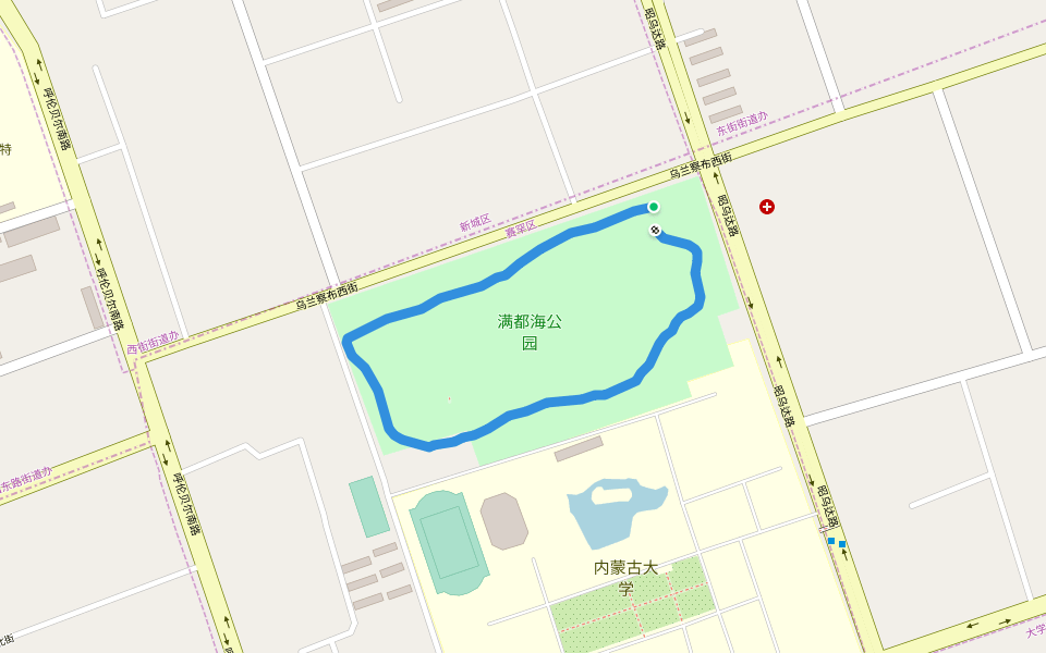 满都海公园 walking route map in Hu He Hao Te Shi