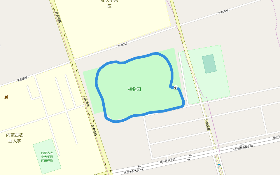 植物园 walking route map in Hu He Hao Te Shi