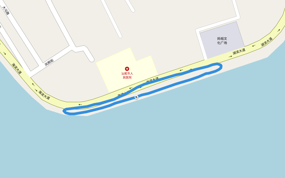 海滨大道 walking route map in Shan Wei Shi