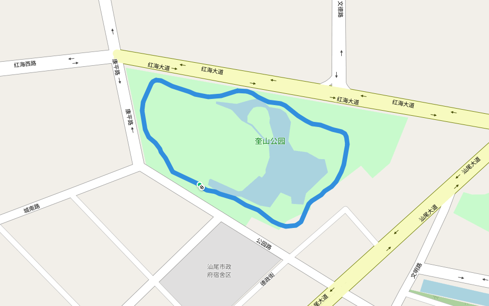 奎山公园 walking route map in Shan Wei Shi