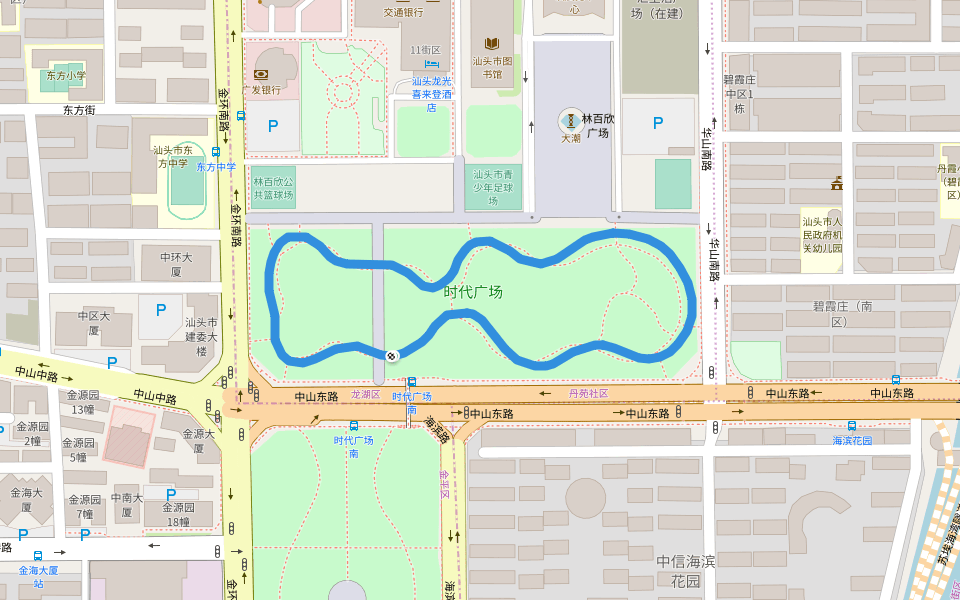 时代广场 walking route map in Shan Tou Shi