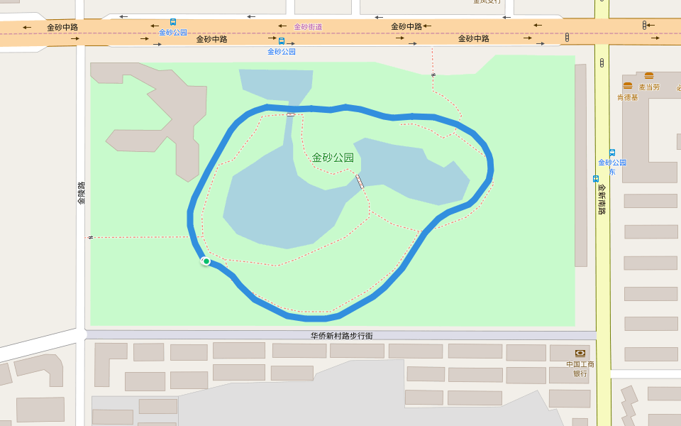 金砂公园 walking route map in Shan Tou Shi