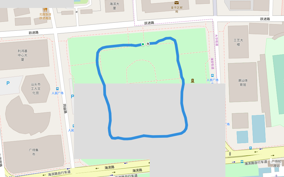 人民广场 walking route map in Shan Tou Shi