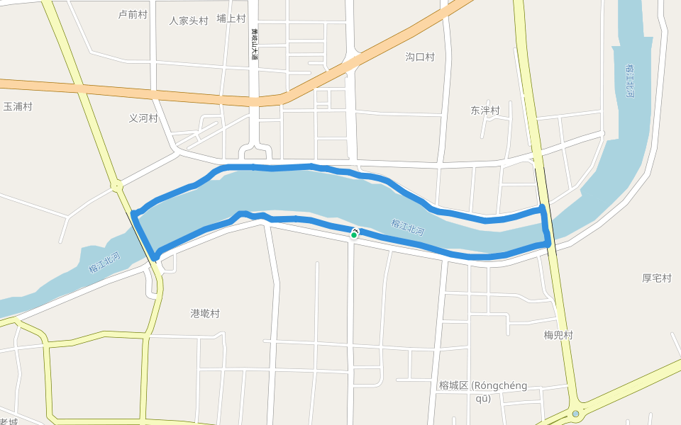 榕江北河 walking route map in Jie Yang Shi