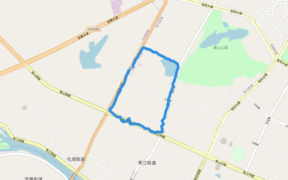 袁山公园 walking route map in Yi Chun Shi