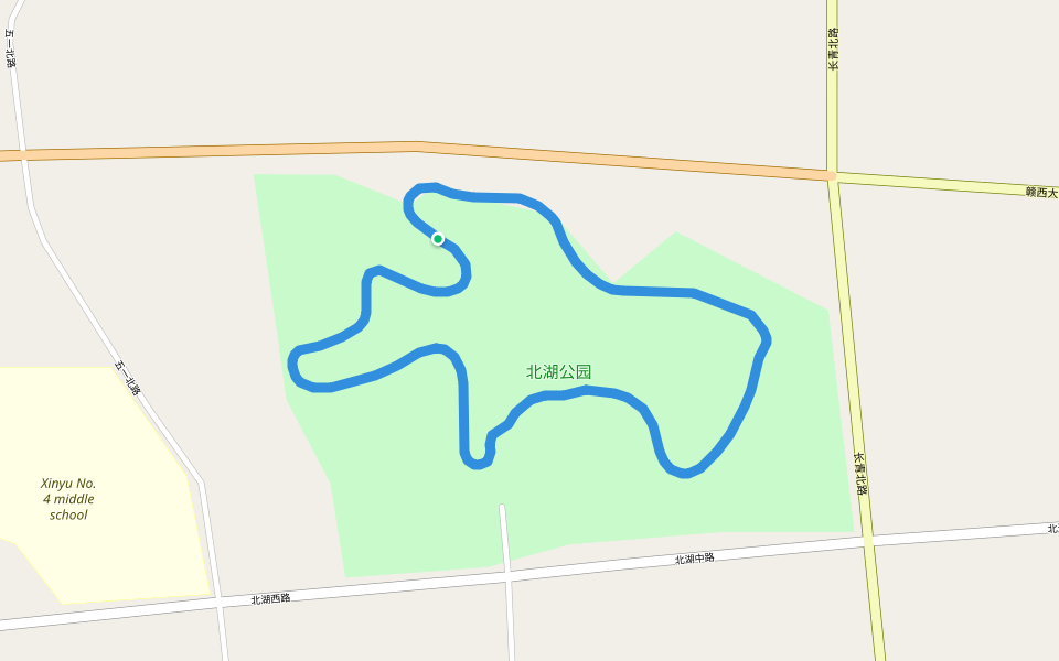 北湖公园 walking route map in Xin Yu Shi