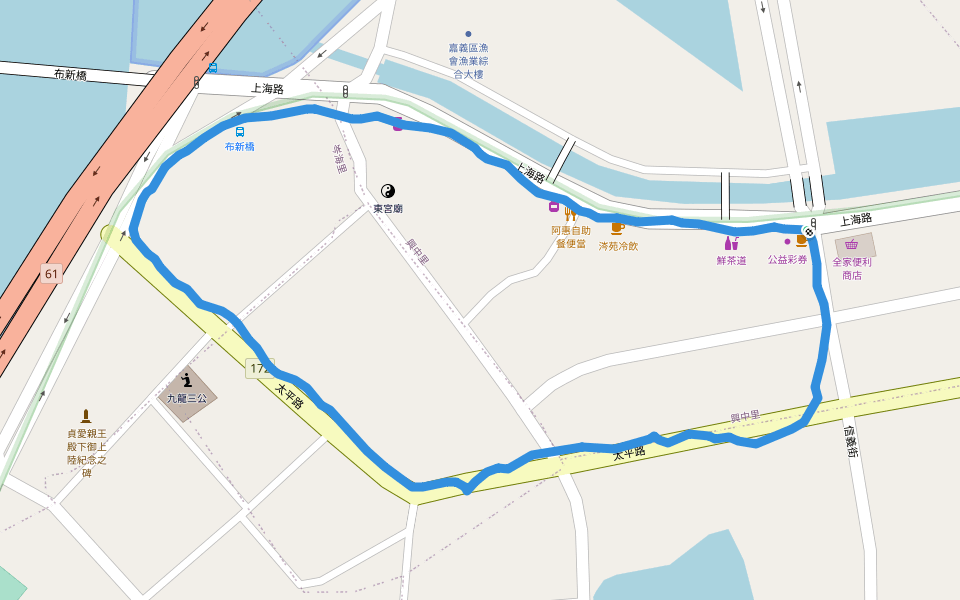 彰雲嘉沿海保護區 walking route map in Budai
