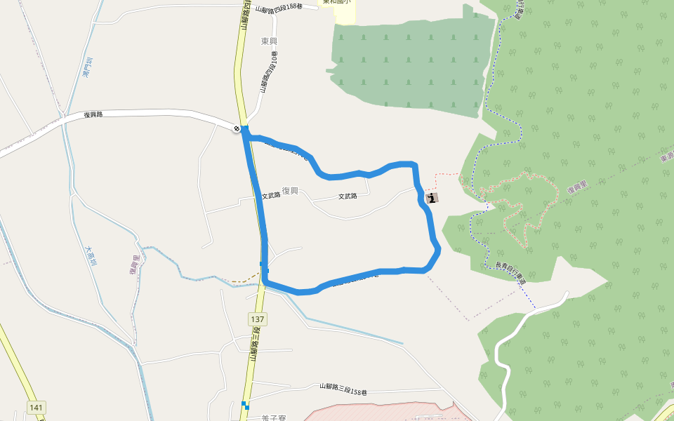 復興 walking route map in Tianzhong