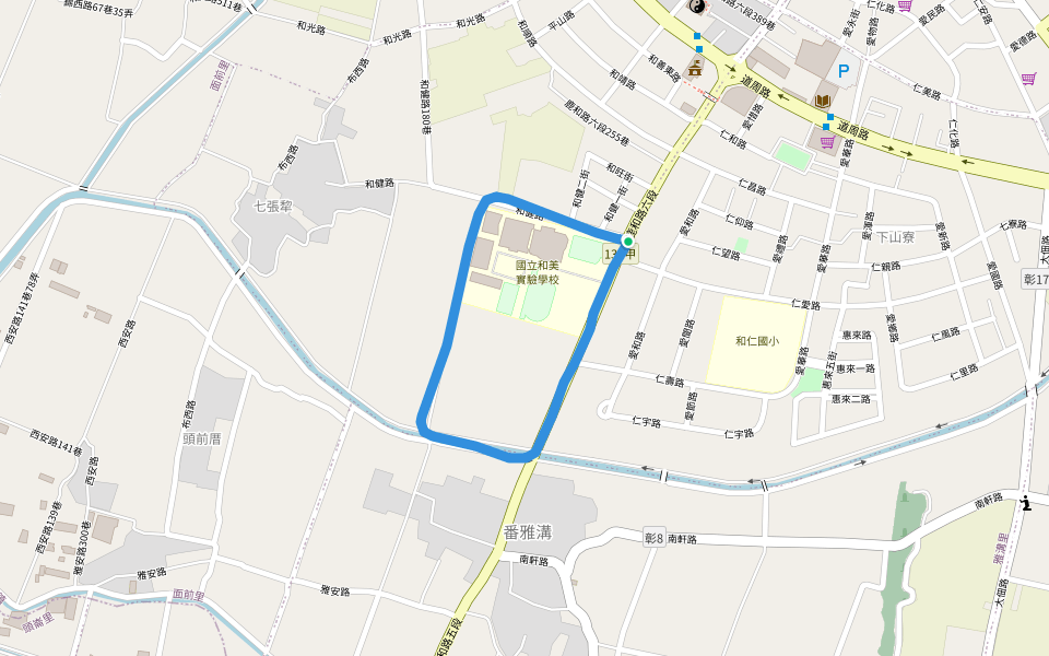 體育館 walking route map in Hemei