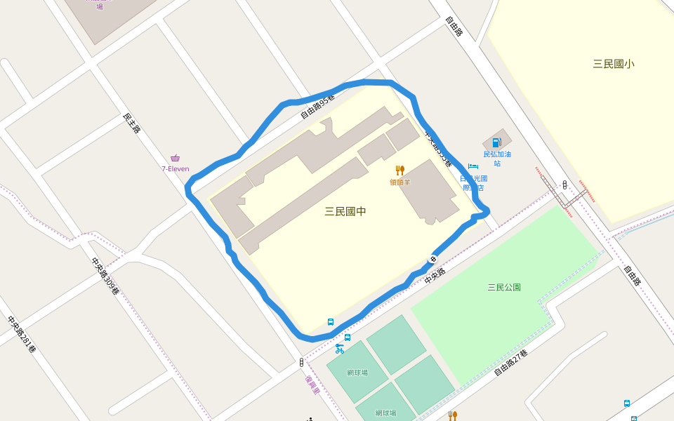 三民公園 walking route map in Hsinchu