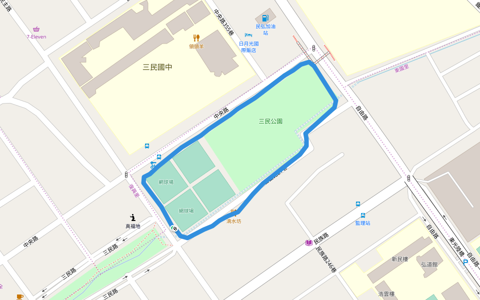 三民公園 walking route map in Hsinchu