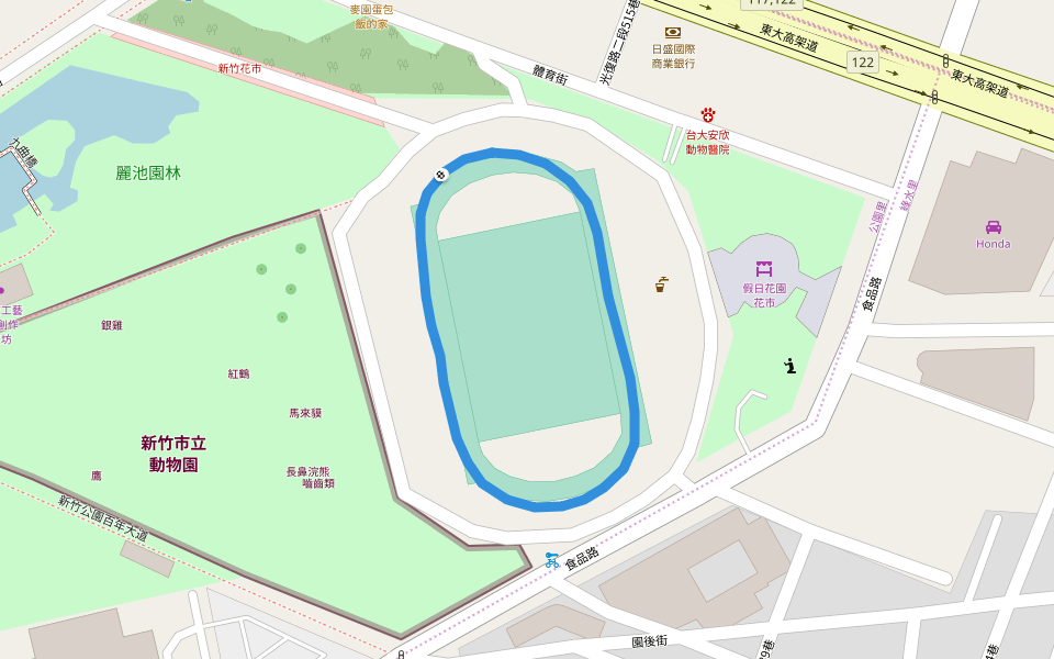 新竹市立體育場 walking route map in Hsinchu