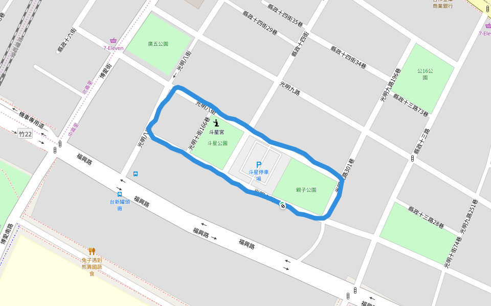 親子公園 walking route map in Zhubei