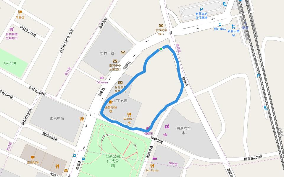 關新公園(日光公園) walking route map in Hsinchu