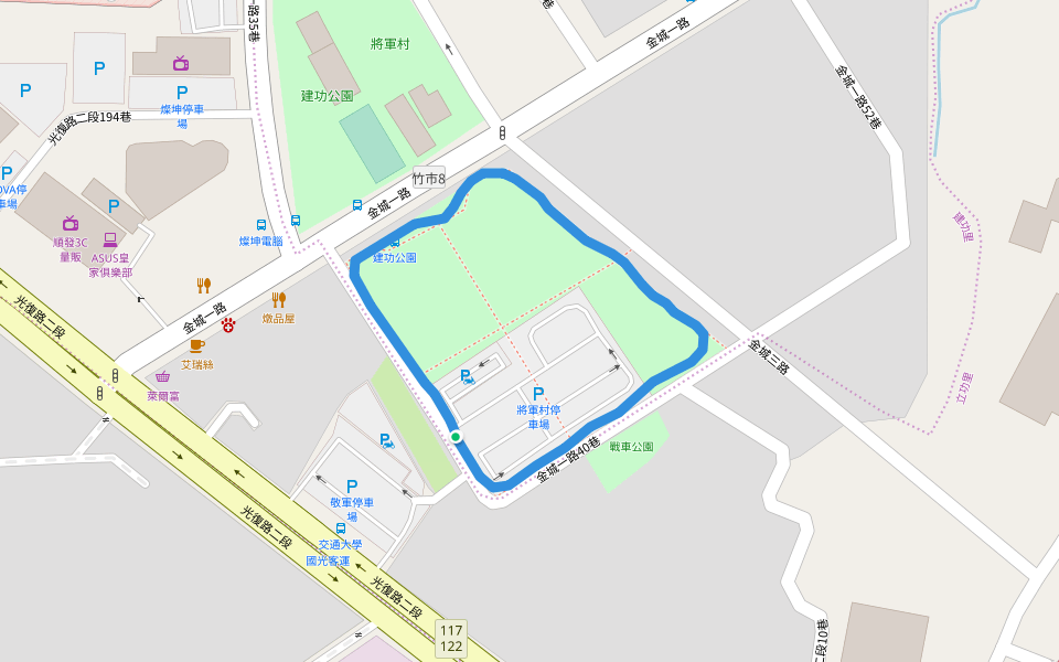 戰車公園 walking route map in Hsinchu
