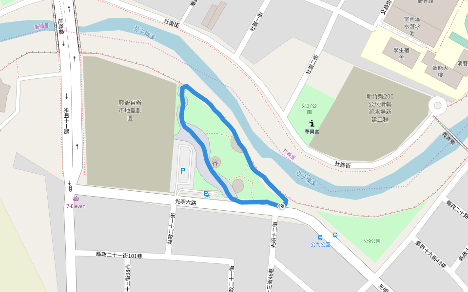 豆子埔溪 walking route map in Zhubei