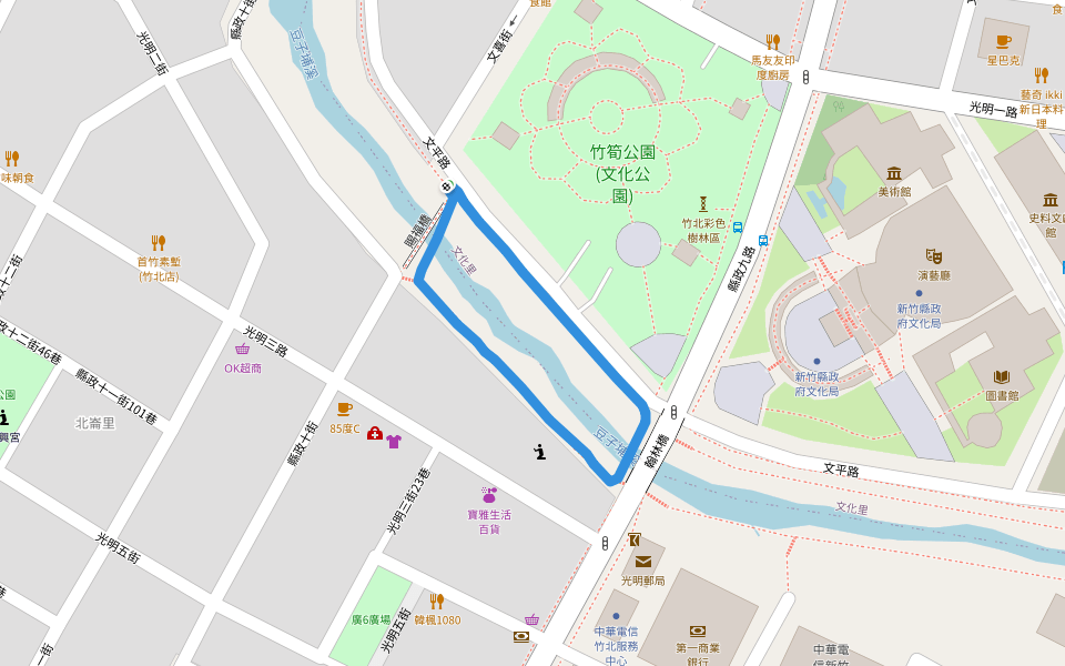 豆子埔溪 walking route map in Zhubei