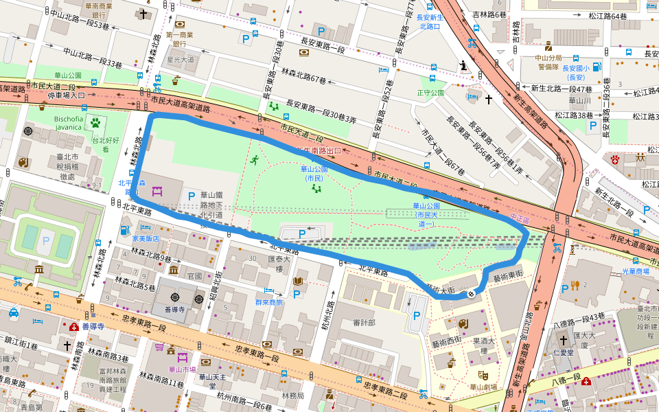 Central Art Park (Huashan Prairie) Walking and Running Zhongzheng