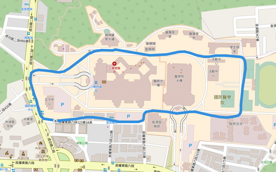 国防医学院散步跑步路线 內湖區 台北市 中国台湾 Pacer
