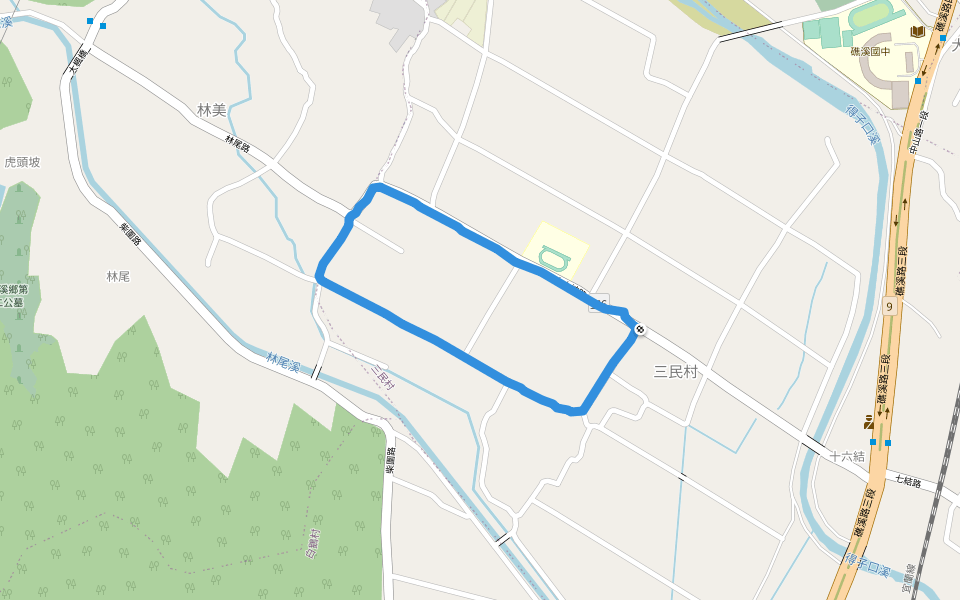 三民村 walking route map in Jiaoxi