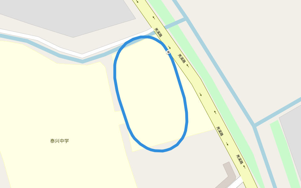 泰兴中学 walking route map in Tai Zhou Shi