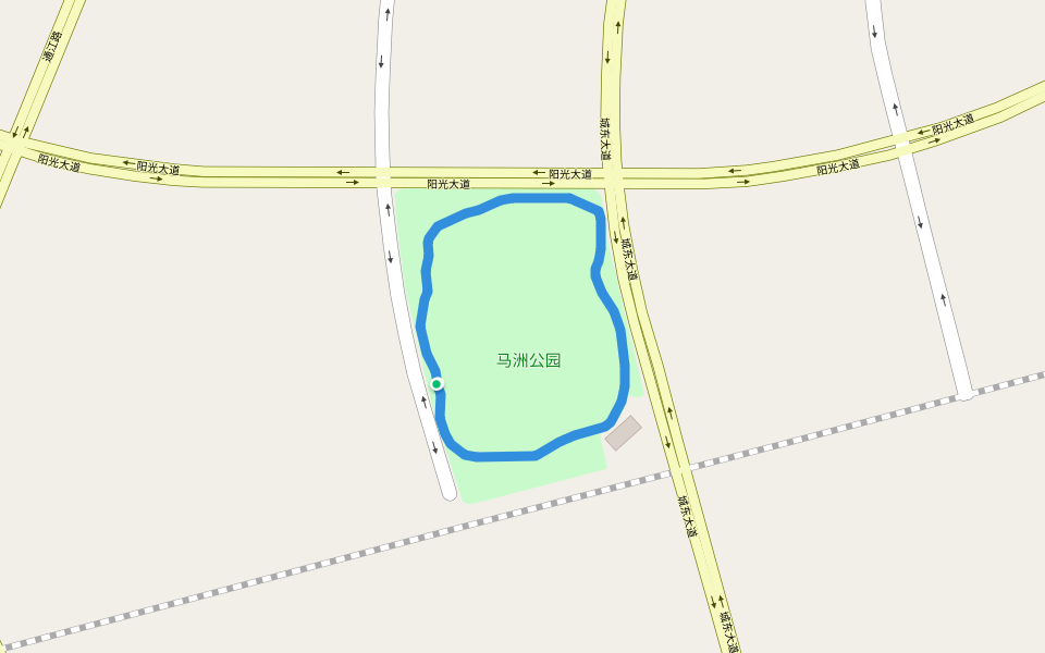 马洲公园 walking route map in Tai Zhou Shi