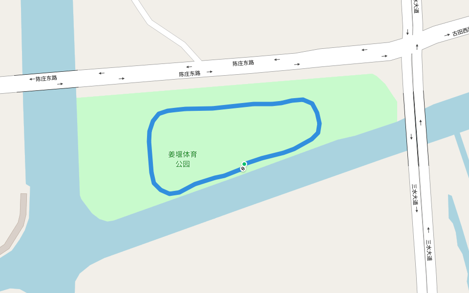 姜堰体育公园 walking route map in Tai Zhou Shi