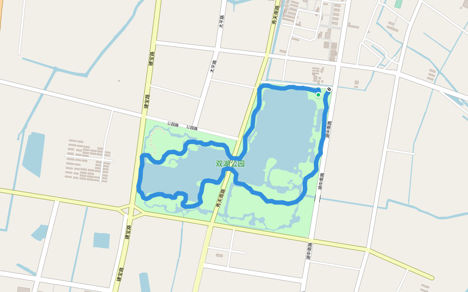 双湖公园 walking route map in Yan Cheng Shi