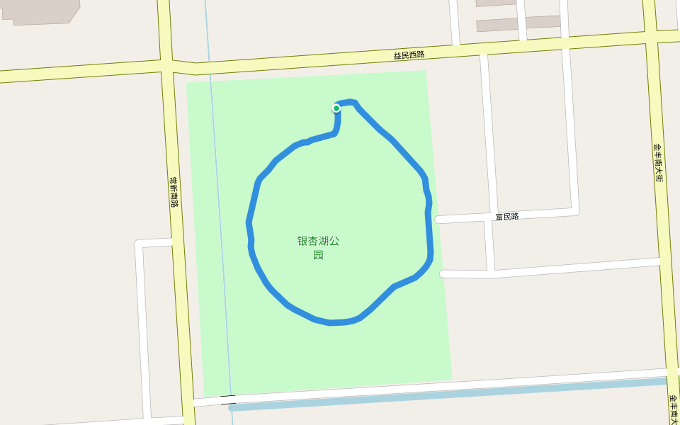 银杏湖公园 walking route map in Yan Cheng Shi