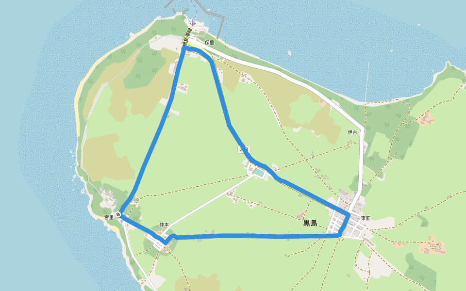 西表石垣国立公園 walking route map in Taketomi