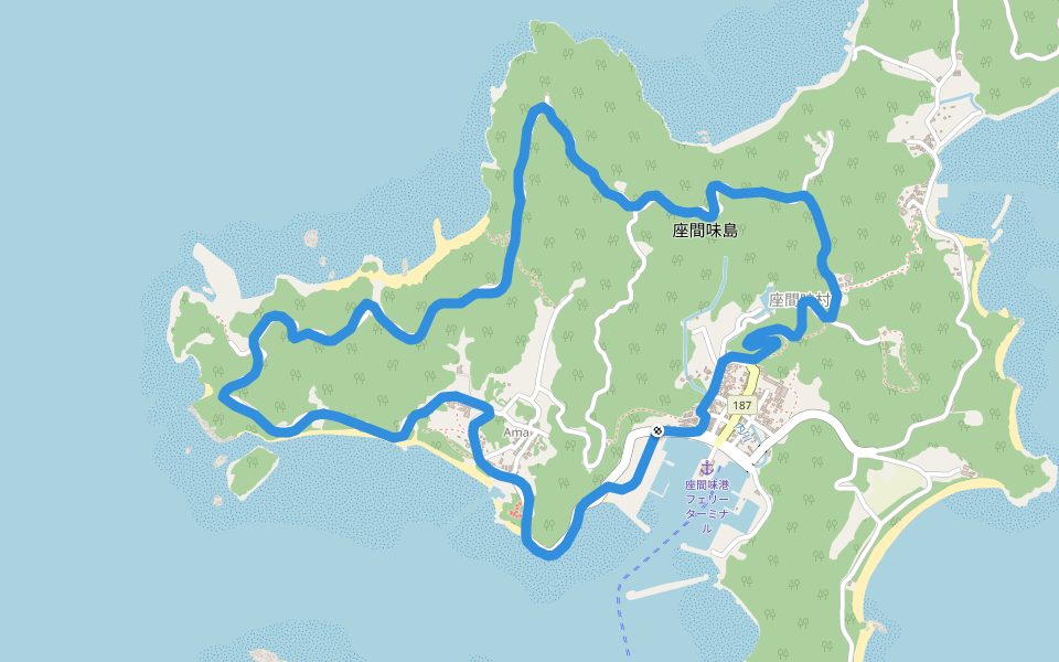 座間味村 walking route map in Zamami
