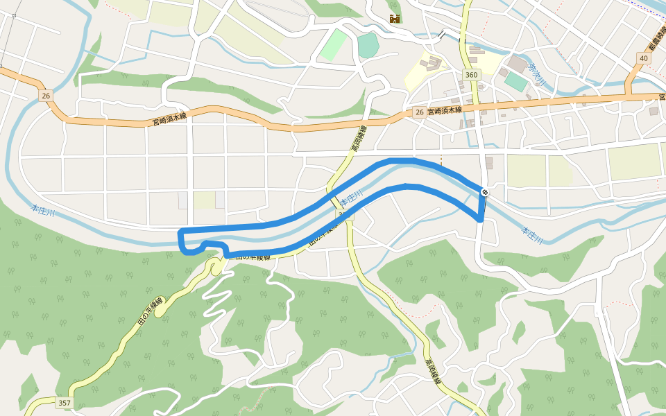 本庄川 walking route map in Aya